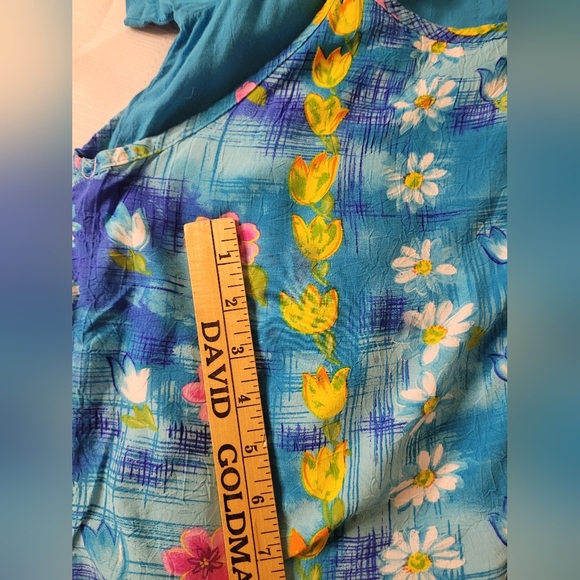 Vintage Jams World Water Daisy Turquoise Floral Boho Lagenlook Hawaiian Mini - Picture 12 of 12